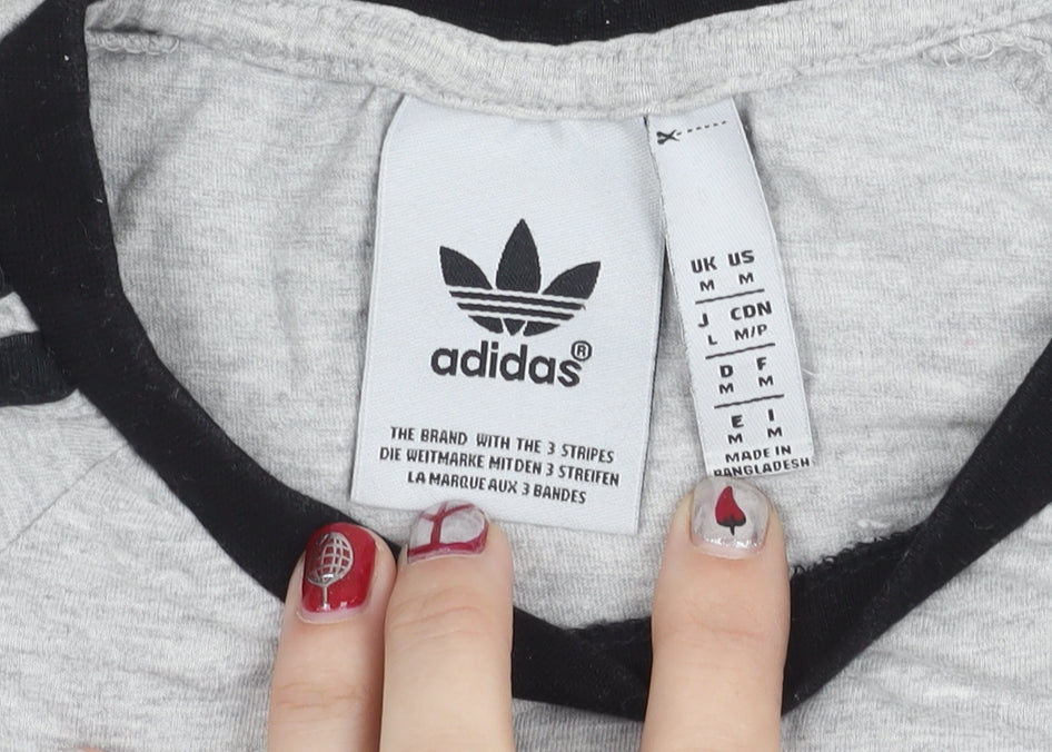 Adidas Men Grey Regular Fit Cotton Crew Neck T-Shirt M