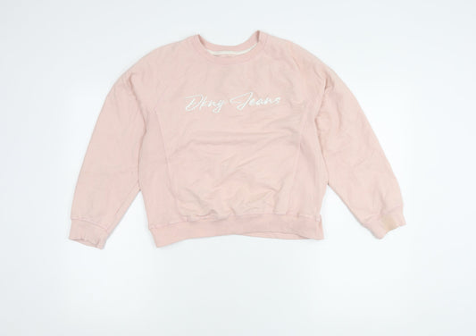 Additional front view of DKNY Jeans Teens Pink Logo Sweatshirt L (12/14) Cotton Blend
