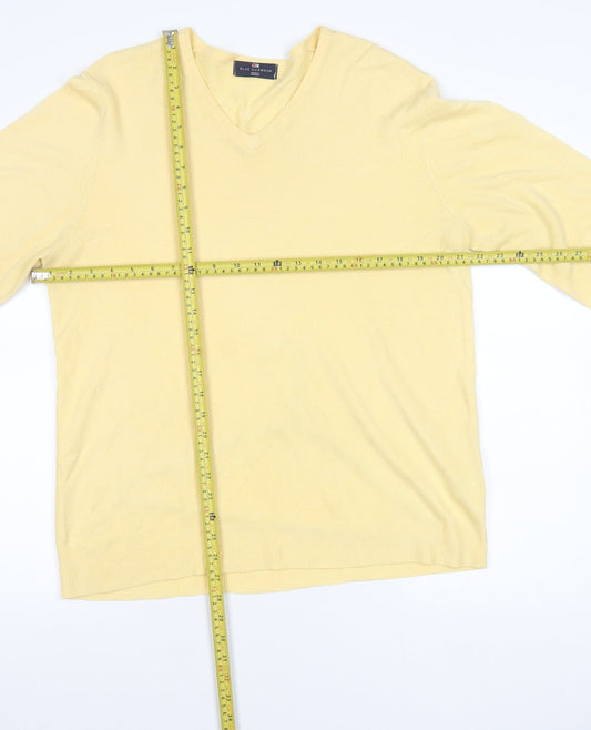 Marks and Spencer Men’s Yellow V-Neck Acrylic Jumper Size L
