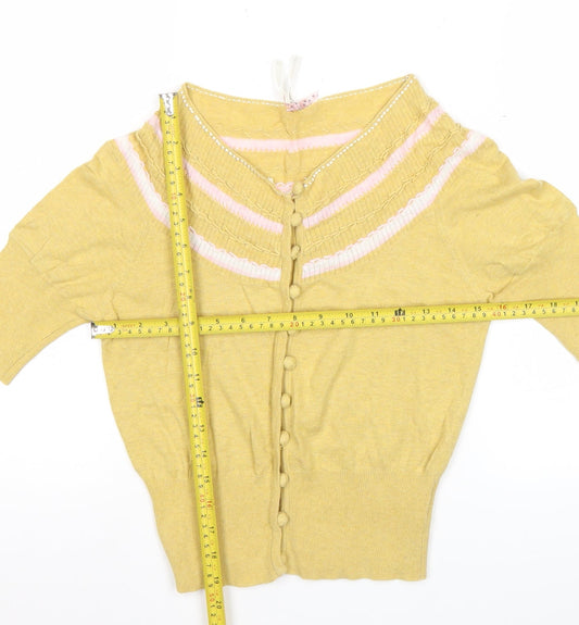 Womens UK Size 6 NEXT Yellow Cardigan Jumper