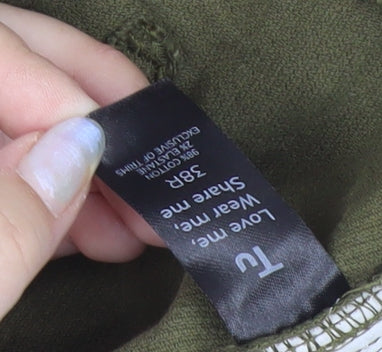 TU Mens Green Corduroy Chino Trousers 38W 28L Straight Fit