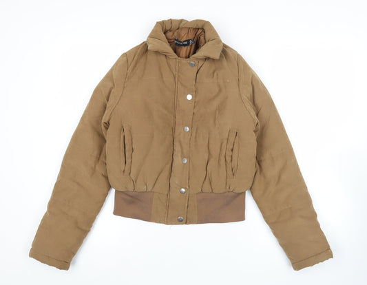 Womens UK Size 4 PRETTYLITTLETHING Brown Puffer Jacket