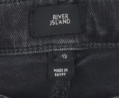 River Island Womens Black Distressed Skinny Jeans Size 12