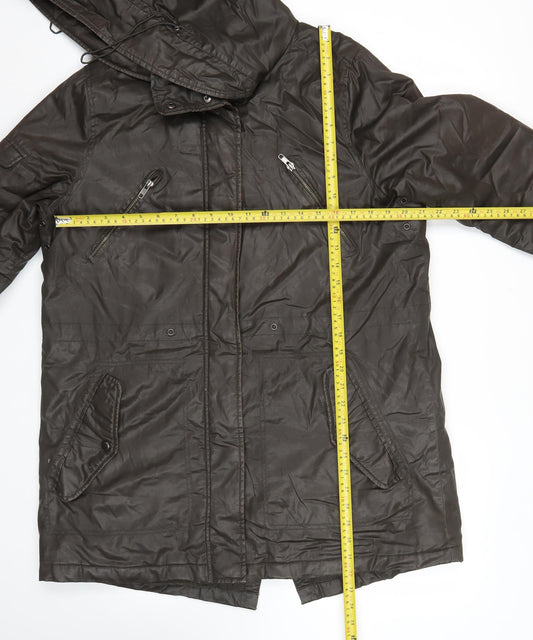 Papaya Women’s Brown Size 16 Hooded Parka Coat Cotton Mid Length