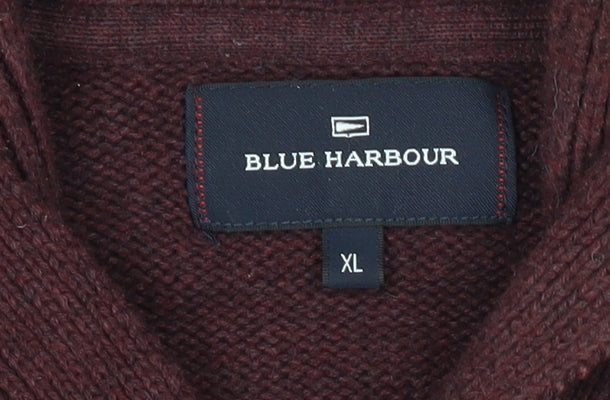 Marks and Spencer Mens Red XL Collared Cotton Pullover Jumper