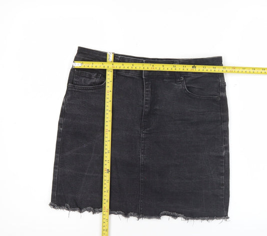 Nasty Gal Womens Black Size 12 Denim Mini Skirt Casual Stretch