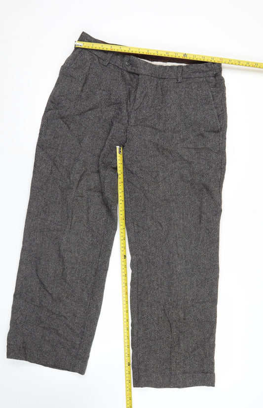 Next Men’s Grey Wool Blend Slim Low Rise Trousers Size 34S
