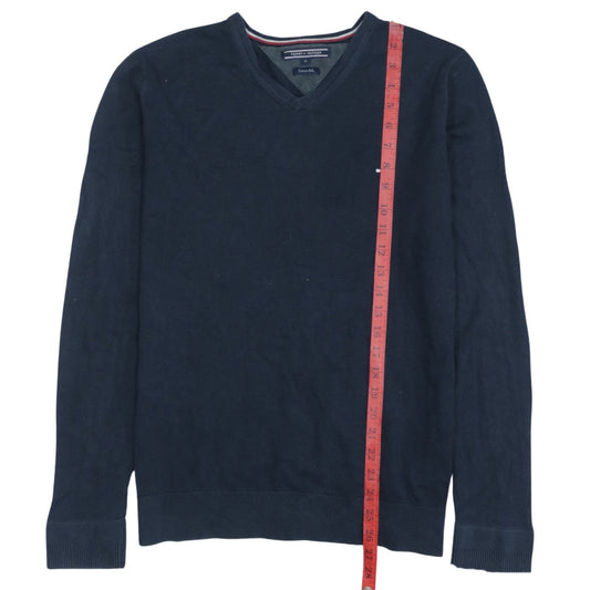 Tommy Hilfiger Men’s Blue Cotton Silk V-Neck Jumper M