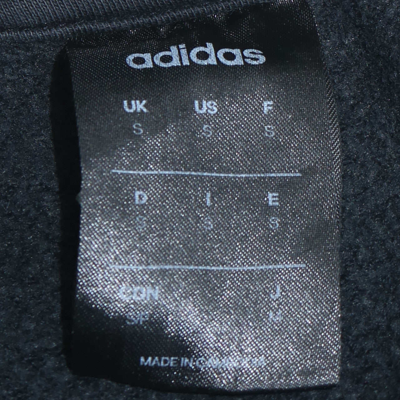 Mens UK Size S adidas Black Pullover Sweatshirt