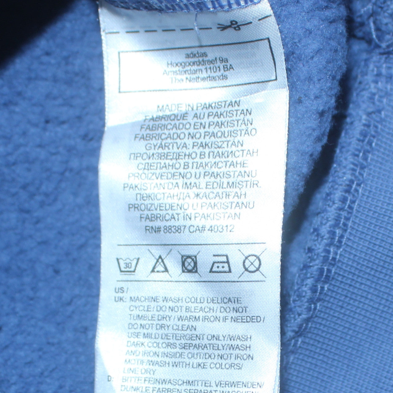 Mens UK Size L adidas Blue Pullover Hoodie