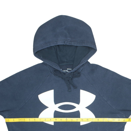 Under Armour Mens Blue Pullover Hoodie Size M Logo Graphic Sportswear