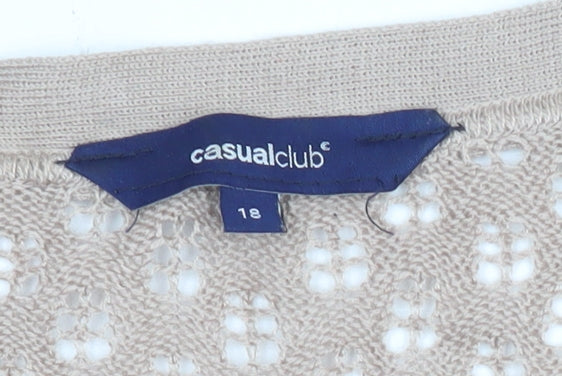 Womens UK Size 18 Casual Club Beige Shrug Jumper