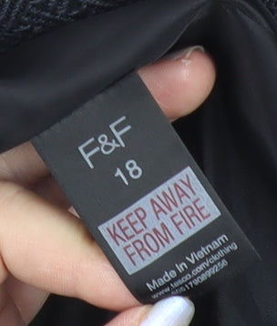 F&F Women’s Black Herringbone Pea Coat Size 18 Wool Blend