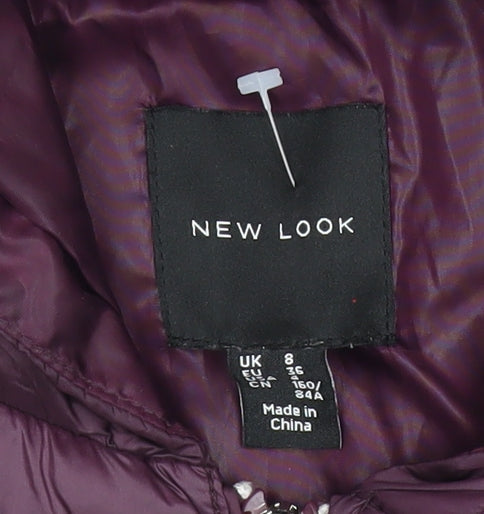 New Look Women’s Purple Puffer Jacket Size 8 Hooded Lightweight