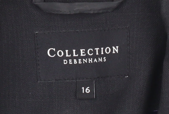 Debenhams Womens Black Size 16 Blazer Jacket Workwear Formal