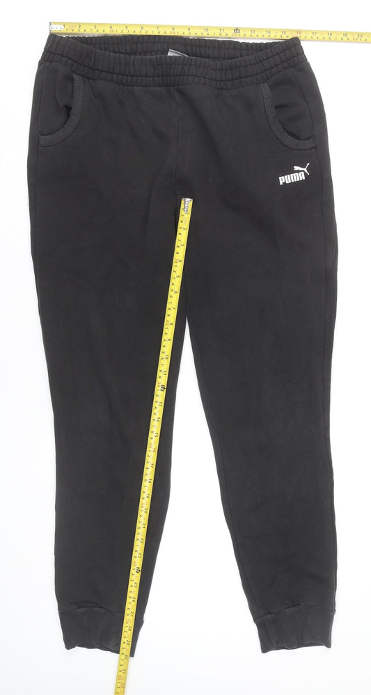 Puma Womens Black XL Jogger Trousers Cotton Blend Elastic Waist