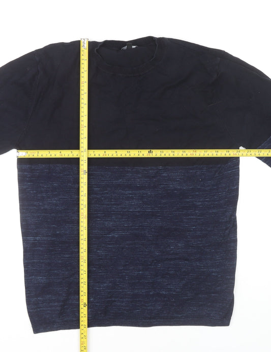 Next Mens Blue Knit Crew Neck Jumper Size L Cotton Blend