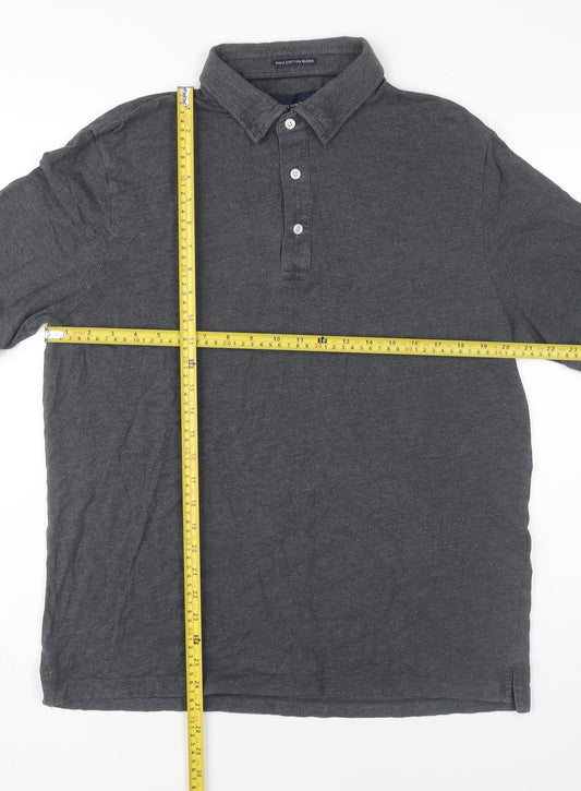 JACHS New York Men’s Grey Pima Cotton Blend Polo Shirt L