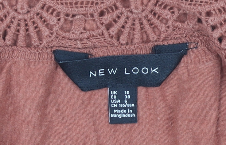 New Look Women’s Brown Crochet Off Shoulder Blouse Size 10
