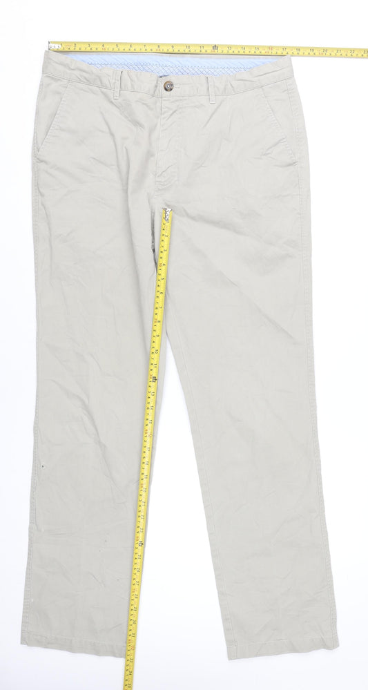 Gurteen Men’s Beige Chino Trousers 36W 32L Straight Cotton