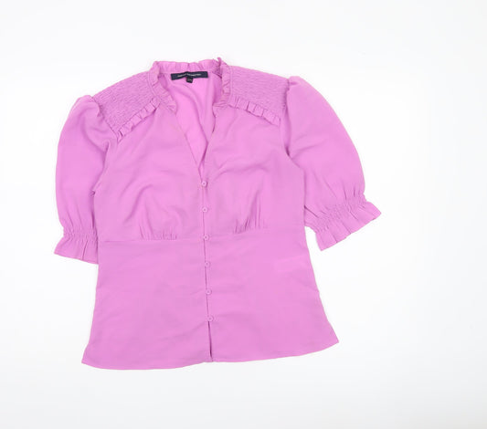 Womens UK Size 10 French Connection Pink Tunic Blouse