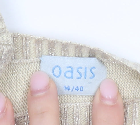 Womens UK Size 14 Oasis Beige Vest Jumper
