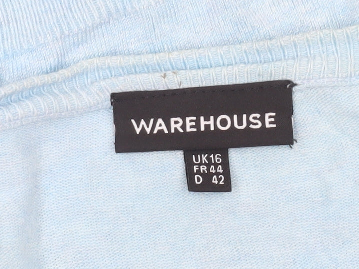 Womens UK Size 16 Warehouse Blue Cardigan Jumper