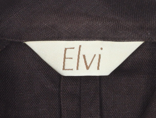 Elvi Women’s Brown Linen Blazer Jacket Size 18 Short Sleeve Workwear