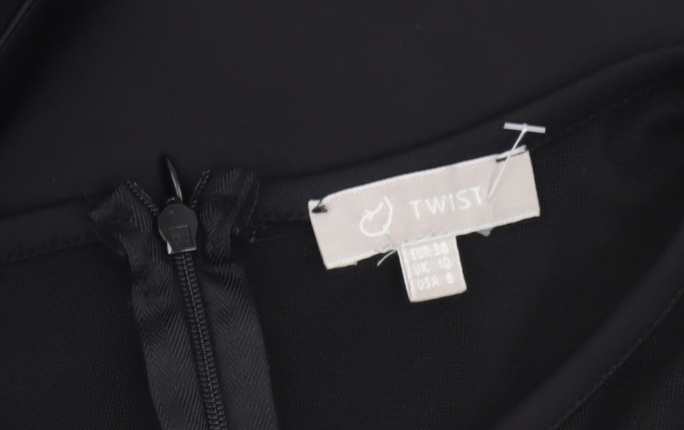 Twist Women Black Size 10 Bodycon Mesh Zip Party Cocktail Dress