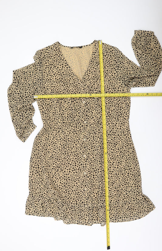 Very Women’s Beige Leopard Print Shift Dress Size 18 V-Neck
