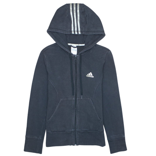Additional front view of Adidas women’s black full zip hoodie sweatshirt, size M, 12-14 uk