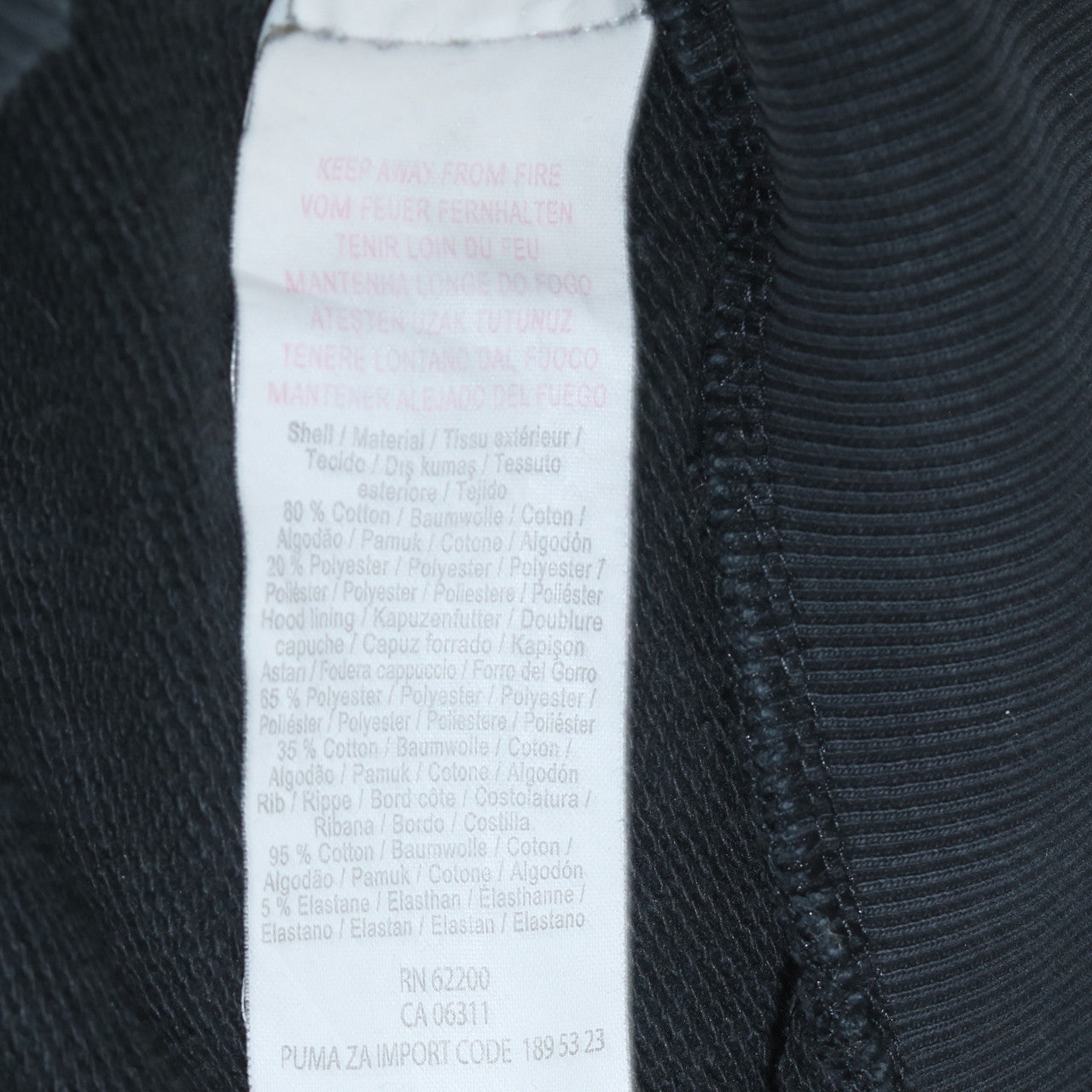 Puma Women's Black Full Zip Hoodie Size 14 UK Cotton Blend