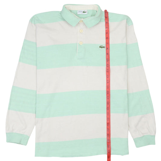 Lacoste Men’s Green White Striped Long Sleeve Polo Shirt L