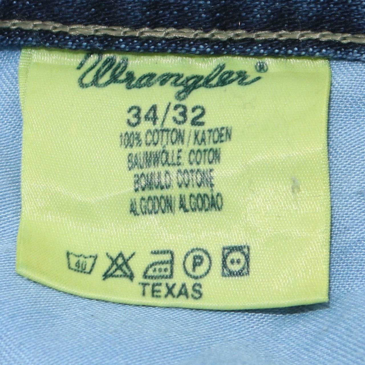 Wrangler Men Blue 34x32 Straight Leg Denim Jeans Texas Regular Fit
