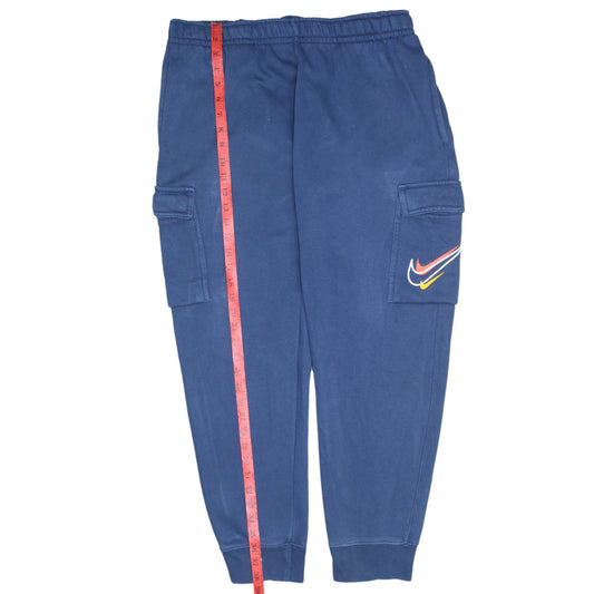 Nike Men’s Blue Cargo Joggers L Cotton Blend Tapered Casual