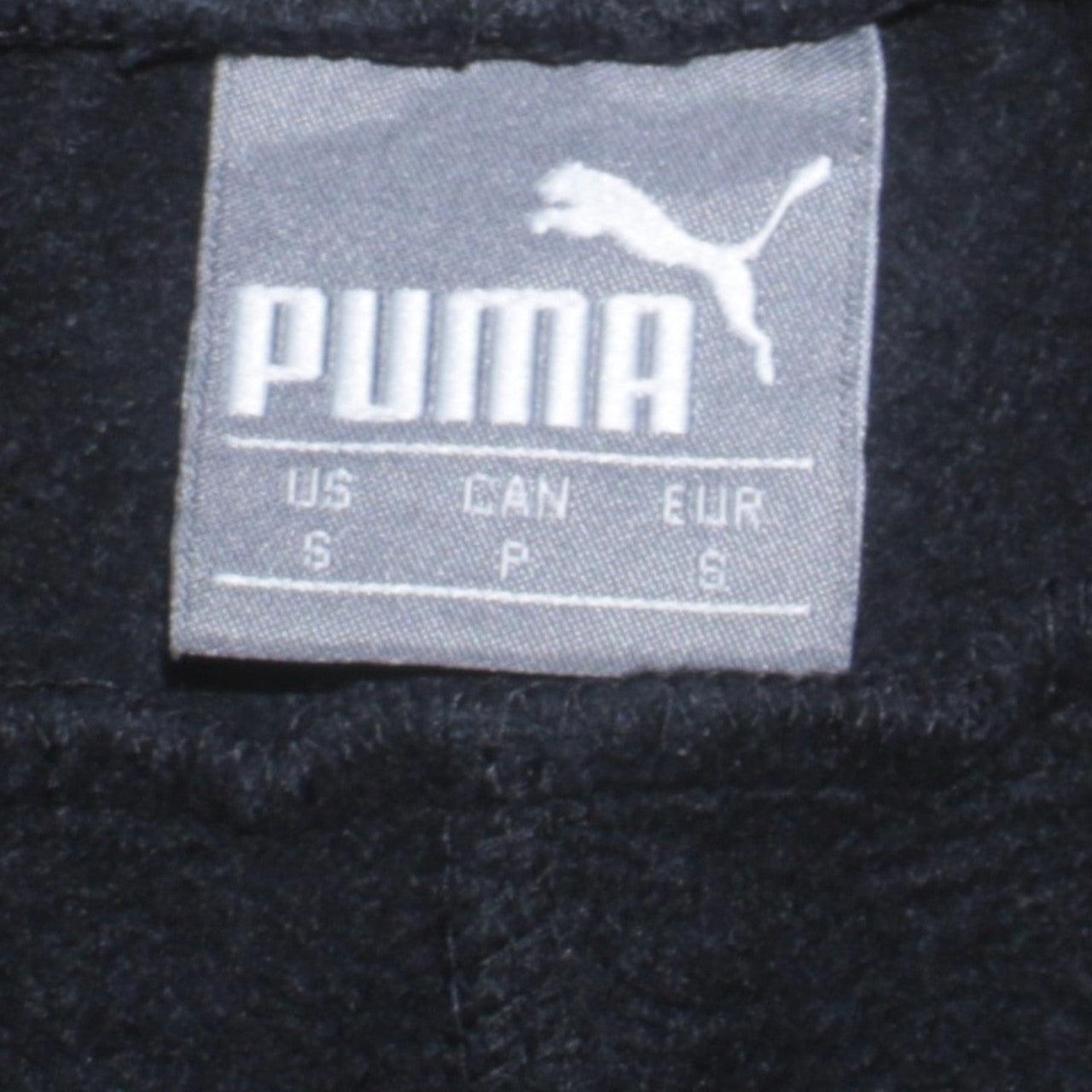 Puma Men’s Black Sweatpants S Logo Tapered Cotton Blend