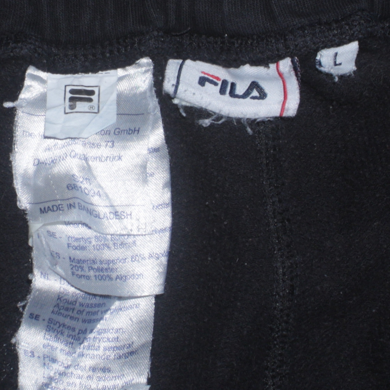 Fila Mens Black Sweatpants L Logo Print Tapered Joggers