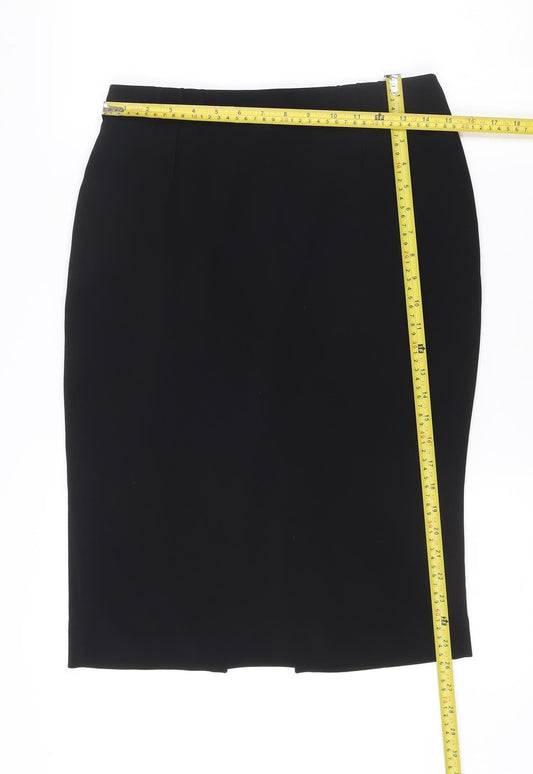 Hobbs Women Black Size 10 Pencil Skirt Knee Length Polyester