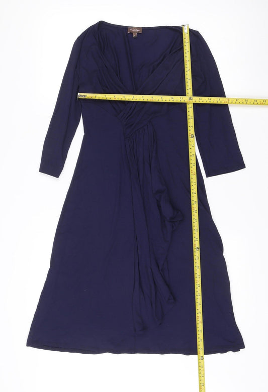 Phase Eight Women’s Blue Size 10 V-Neck Wrap Dress Long Sleeve