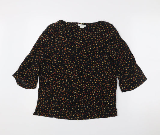 Womens UK Size 4 H&M Black Tunic Blouse