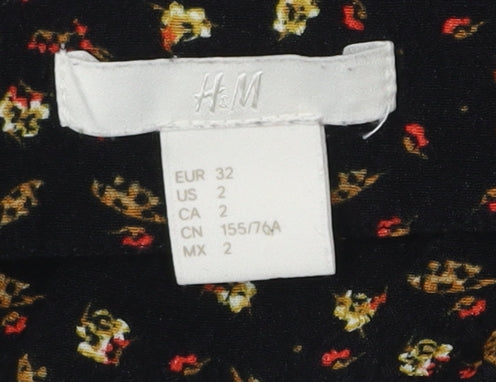 Womens UK Size 4 H&M Black Tunic Blouse