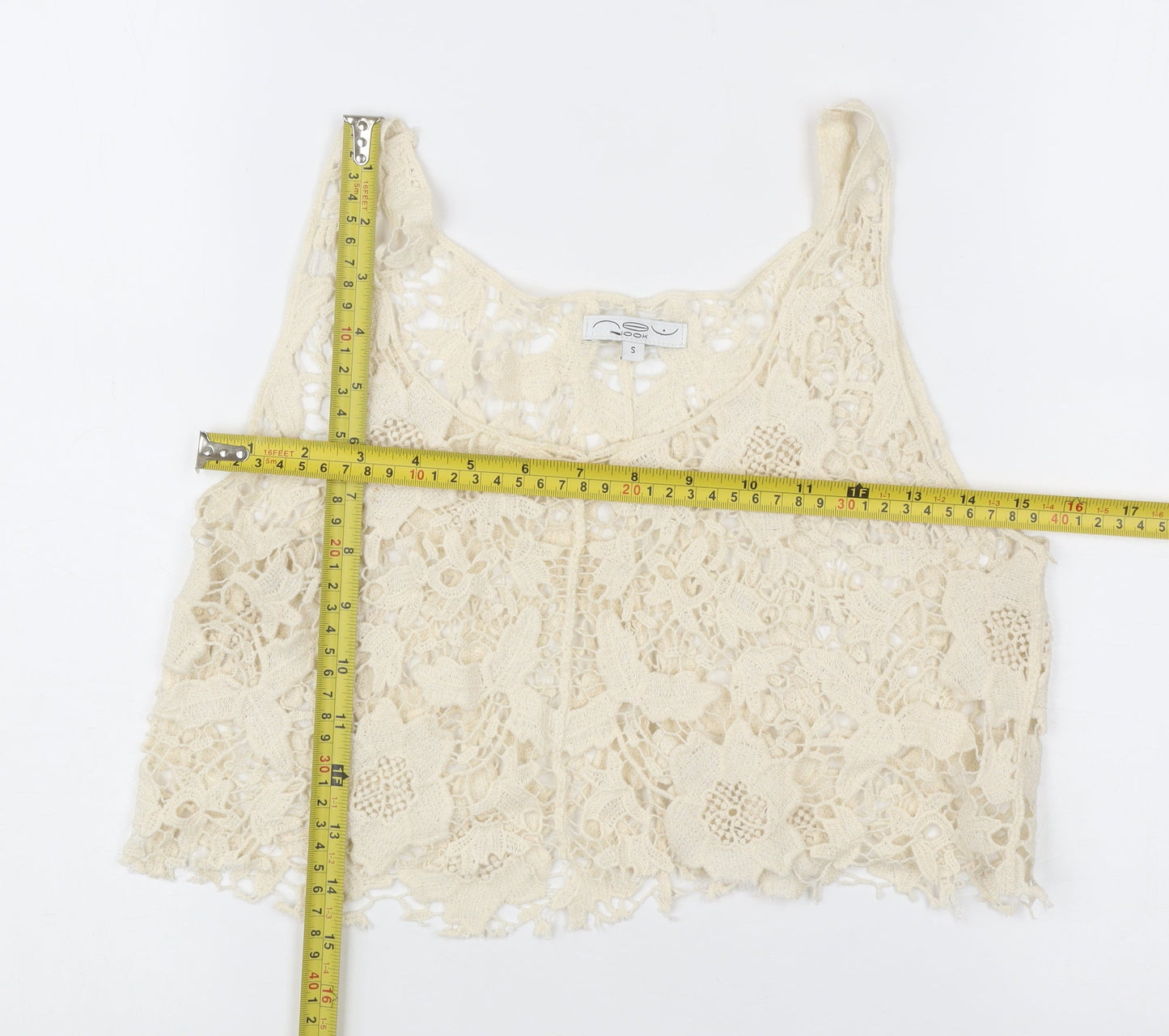 Womens UK Size S Look Ivory Cropped Tank