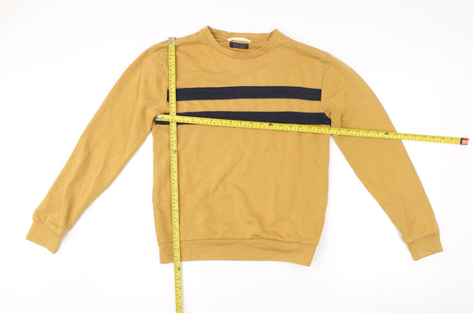 Zara Man Brown Striped Crew Neck Sweatshirt Men’s S Regular Fit