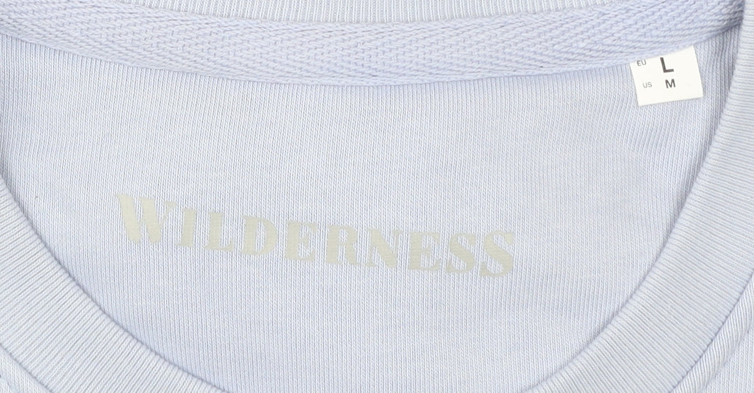 Wilderness Mens Blue L Sweatshirt Pullover Crew Neck Graphic Print