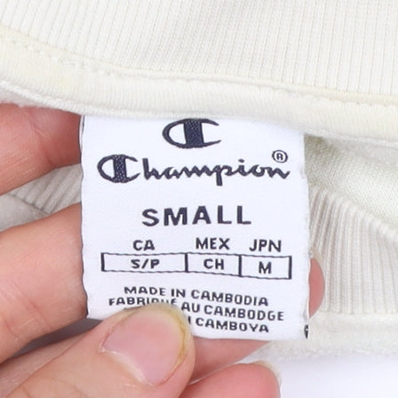 Champion Womens Ivory Black Pullover Sweatshirt Small Logo Raglan