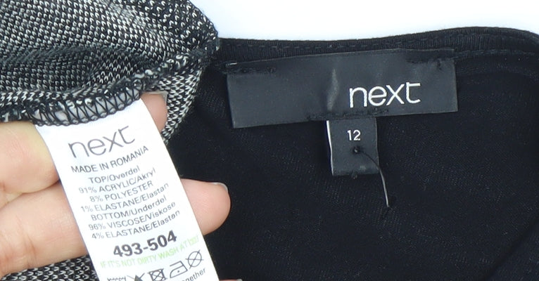 Next Women’s Black White Animal Print V-Neck Sheath Dress Size 12