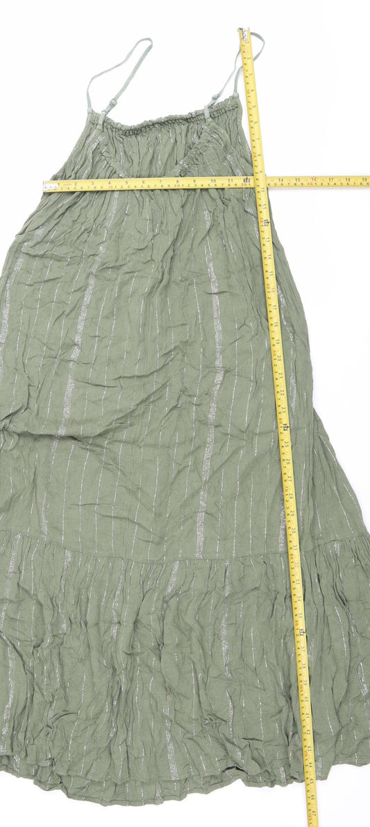 Dorothy Perkins Women’s Green Midi Slip Dress Size M Summer Casual