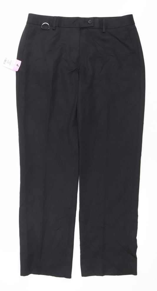 Womens UK Size 12 Brook Taverner Regular Fit Dress Pants Black Trousers