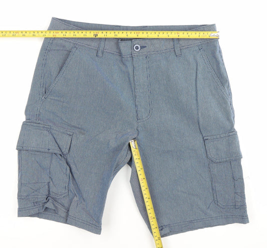 Tarocash Mens Blue Cargo Shorts Size 34 Regular Fit Cotton