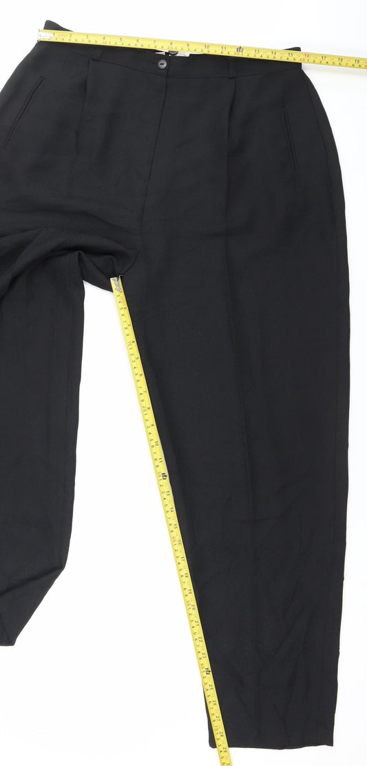 Bon Marche Womens Black Size 18 Pleated Straight Trousers